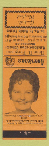 Matchbook Cover - Ilene Ferguson Match Collector Gambrills MD Perkins Americana