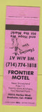 Matchbook Cover - Frontier Motel Anaheim CA orange