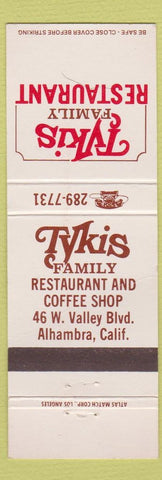 Matchbook Cover - Tykis Family Restaurant Alhambra CA