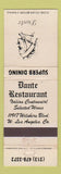 Matchbook Cover - Dante Restaurant West Los Angeles CA WEAR