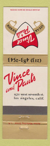 Matchbook Cover - Vince and Paul's Los Angeles CA