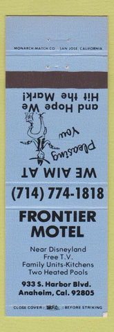 Matchbook Cover - Frontier Motel Anaheim CA blue