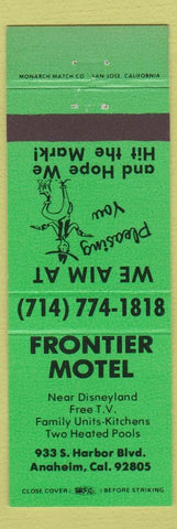 Matchbook Cover - Frontier Motel Anaheim CA green