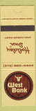 Matchbook Cover - West Bank Holiday Inn Ann Arbor MI
