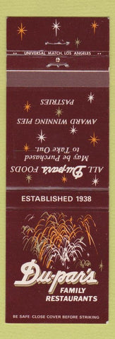 Matchbook Cover - Du Pars Restaurants CA CHAIN