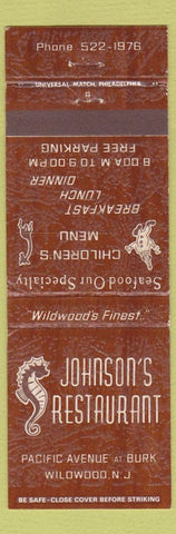 Matchbook Cover - Johnson's Restaurant Wildwood NJ Seahorse