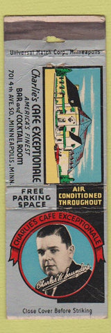 Matchbook Cover - Charlie's Cafe Exceptionale Minneapolis MN CREASES