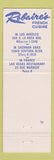Matchbook Cover - Robaire's French Los Angeles Sherman Oaks Eiffel Tower