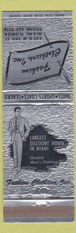 Matchbook Cover - Fashion Clothiers Miami FL