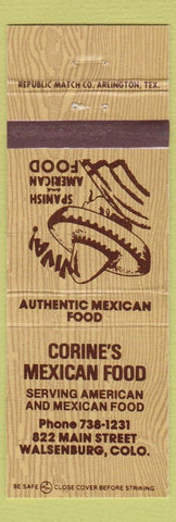 Matchbook Cover - Corine's Mexican Food Walsenburg Colorado