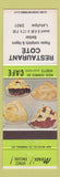Matchbook Cover - Restaurant Cote Latulipe Montreal QC