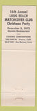 Matchbook Cover - Long Beach Match Club Des Moines IA RMS 1972