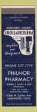 Matchbook Cover - Philnor Drug Lakewood Colorado Colfax