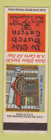 Matchbook Cover - Ye Olde Dutch Tavern New York City