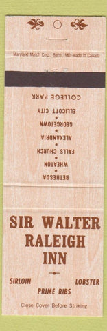 Matchbook Cover - Sir Walter Raldigh Inn Bethesda Wheaton MD