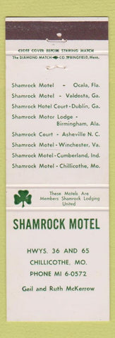 Matchbook Cover - Shamrock Motel Chillicothe MO