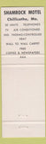 Matchbook Cover - Shamrock Motel Chillicothe MO