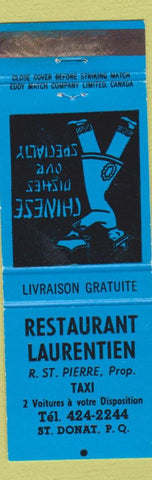 Matchbook Cover - Restaurant Laurentien St Donat QC WEAR Chinese