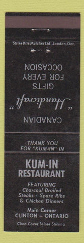 Matchbook Cover - Kum In Restaurant Clinton ON