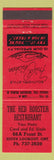 Matchbook Cover - Red Rooster Restaurant Sioux Lookout ON