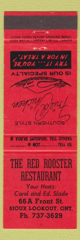 Matchbook Cover - Red Rooster Restaurant Sioux Lookout ON