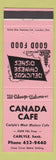 Matchbook Cover - Canada Cafe Carlyle SK Chinese