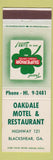 Matchbook Cover - Oakdale Motel Restaurant Blackshear GA