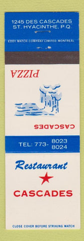 Matchbook Cover - Restaurant Cascades St Hyacinthe QC Pizza