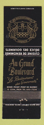 Matchbook Cover - Au Grand Boulevard Rond Point De Quebec WORN
