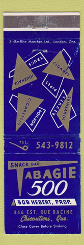 Matchbook Cover - Snack Bar Tobacco 500 Chicoutimi QC