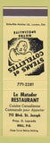 Matchbook Cover - Le Matador Restaurant Hull QC