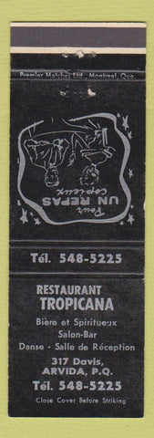 Matchbook Cover - Restaurant Tropicana Arvida QC