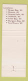 Matchbook Cover - Frontier Savings Green Bay Oconto Oshkosh Two Rivers WI