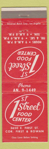 Matchbook Cover - 1st Street Food Center Grocery Los Angeles CA