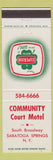 Matchbook Cover - Community Court Motel Saratoga Springs NY
