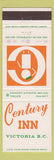 Matchbook Cover - Century Inn Victoria BC