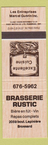 Matchbook Cover - Brasserie Rustic Brossard QC
