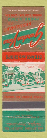 Matchbook Cover - Garden View Restaurant Halifax NS WEAR