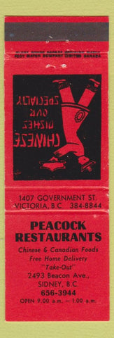 Matchbook Cover - Peacock Chinese Restaurant Victoria Sidney BC