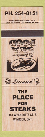 Matchbook Cover - Place For Steaks Windsor ON