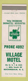 Matchbook Cover - Village Motel Rockingham NC