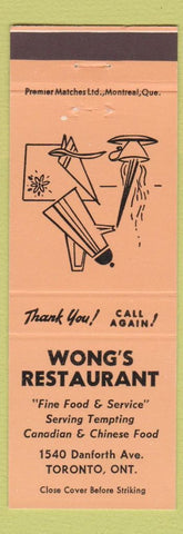 Matchbook Cover - Wong's Restaurant Toronto ON
