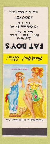 Matchbook Cover - Fat Boy's 2nd Hand Store Orillia ON hillbilly