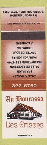 Matchbook Cover - AU Bourassa Les Grisons Montreal Nord QC