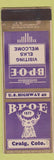 Matchbook Cover - Elks Lodge Craig Colorado SAMPLE STAINED