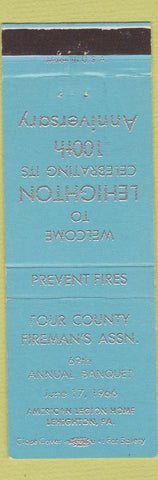 Matchbook Cover - Four County Fireman's Association Lehighton PA