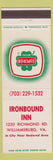 Matchbook Cover - Ironbound Inn Williamsburg VA