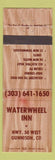 Matchbook Cover - Waterwheel Inn Gunnison Colorado