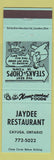 Matchbook Cover - Jaydee Restaurant Cayuga ON