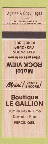 Matchbook Cover - Boutique Le Gallion Perce QC